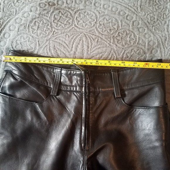 Banana Republic Size 0 Black Genuine Leather Pants - Picture 7 of 12